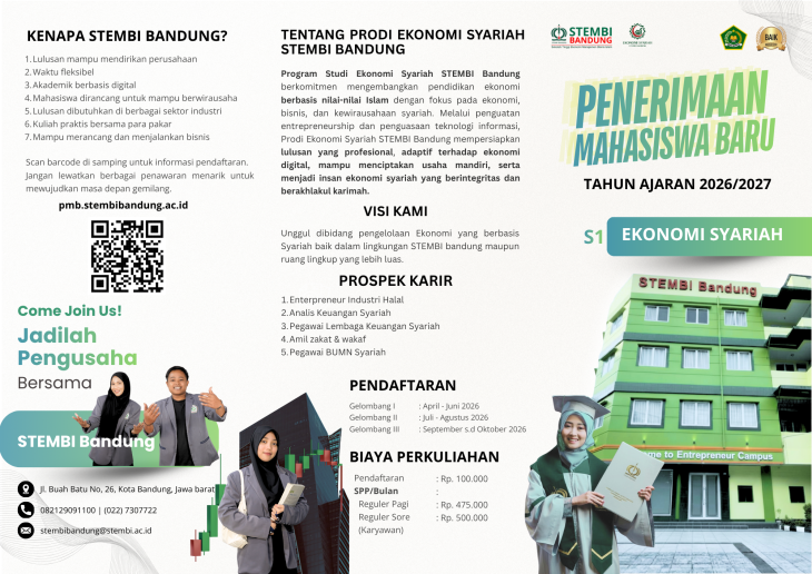 Penerimaan Mahasiswa Baru Program Studi Ekonomi Syariah STEMBI Bandung Tahun Akademik 2026/2027